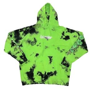 Civil Regime Roses Hoodie Green Beetlejuice Acid Wash Floral Embroidered XL